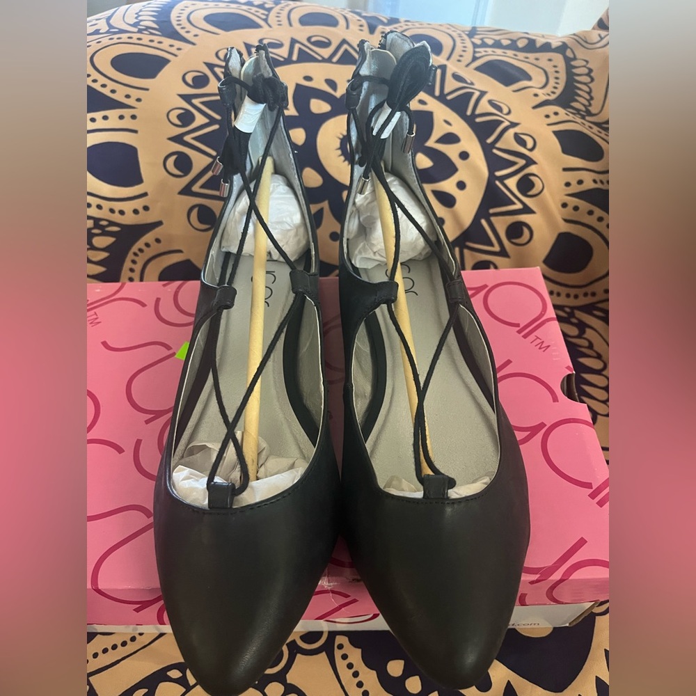 Sugar Black Lace-Up Women's Flats